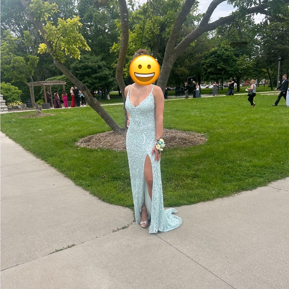 Chic Mint Green gems Prom Dress